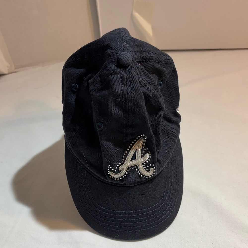 New Wra Kids Black Baseball Cap with Rhinestone 'A' Accent